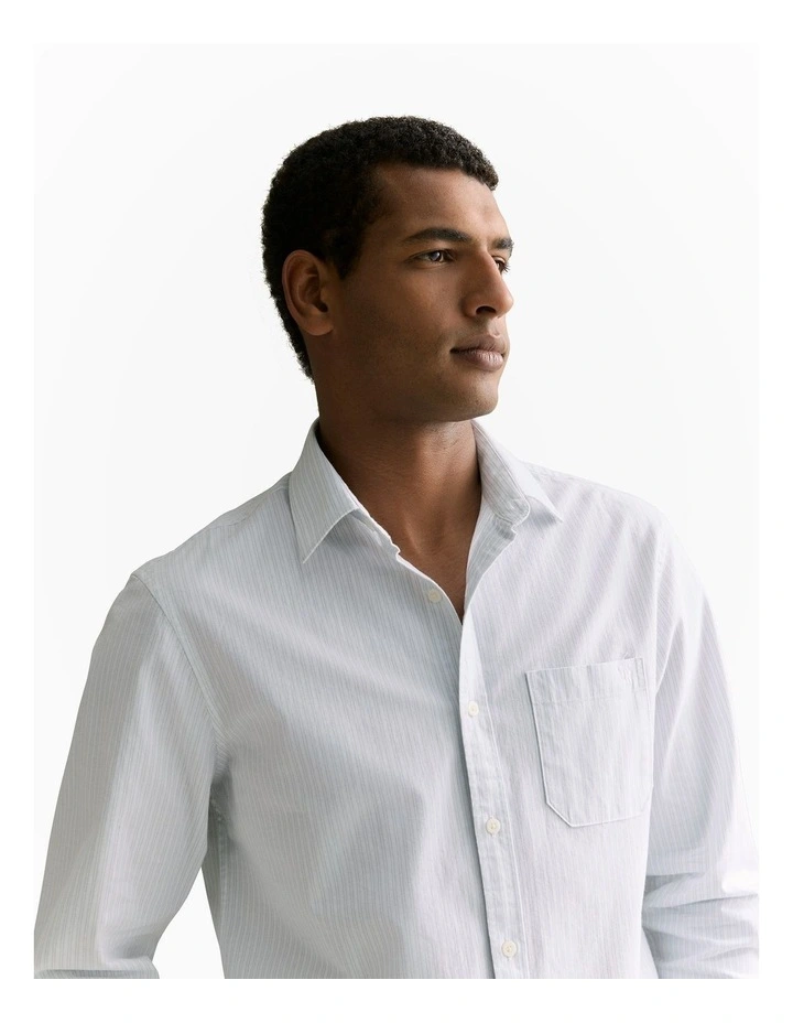 Regular Fit Twin Stripe Oxford Shirt in Pale Seafoam image 3