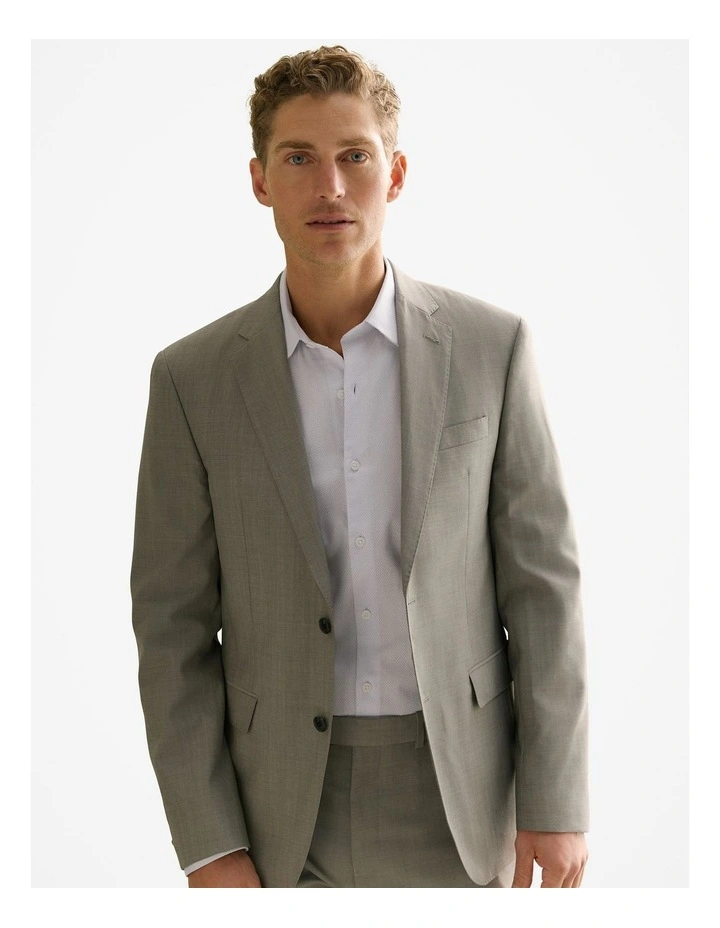 Regular Fit Italian Wool Blazer in Cement image 1