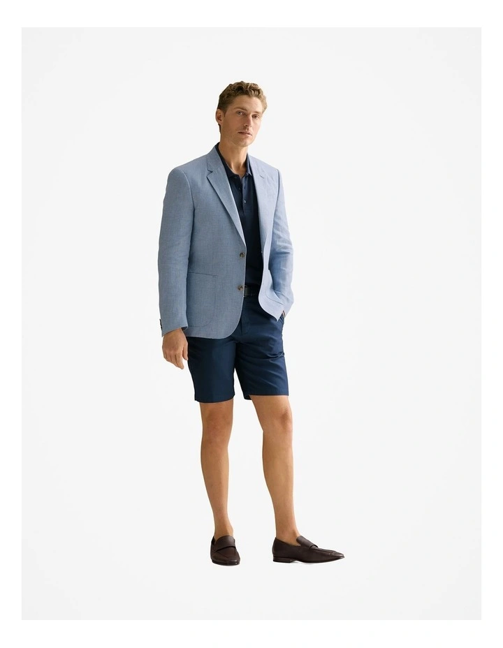 Tailored Fit Irish Linen Puppytooth Blazer in Blue Melange image 5