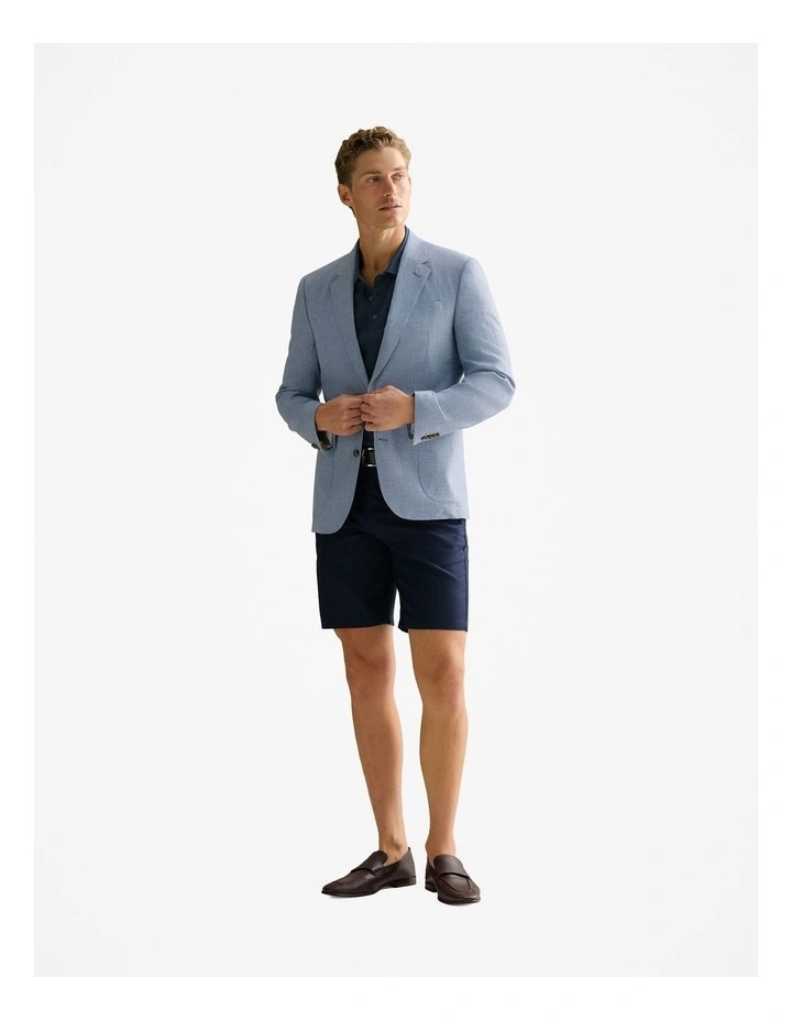 Tailored Fit Irish Linen Puppytooth Blazer in Blue Melange image 6