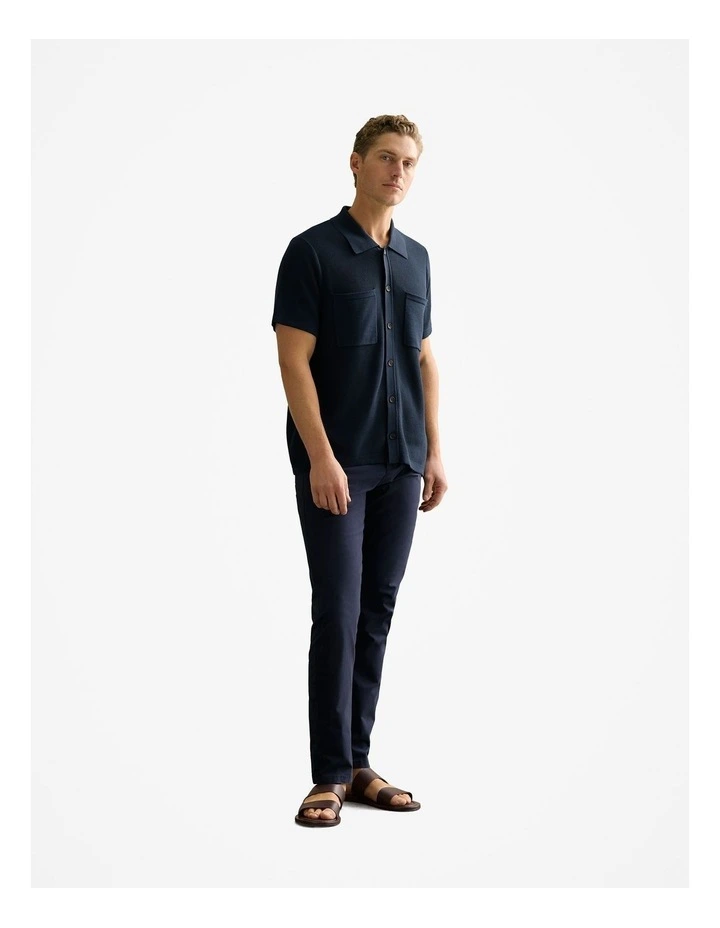 Mercerised Cotton Shirt in Navy image 5