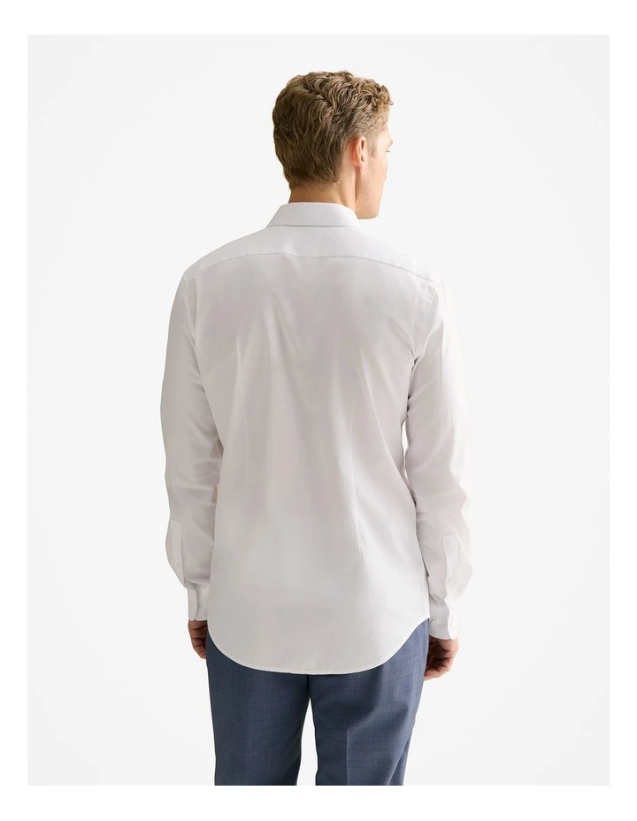 Tailored Fit Yarn Dyed Cotton Smart Shirt in White image 4