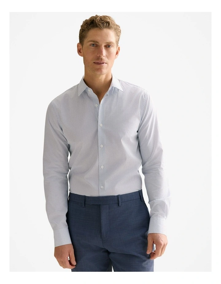 Tailored Fit Cotton Poplin Micro Spot Shirt in White image 1