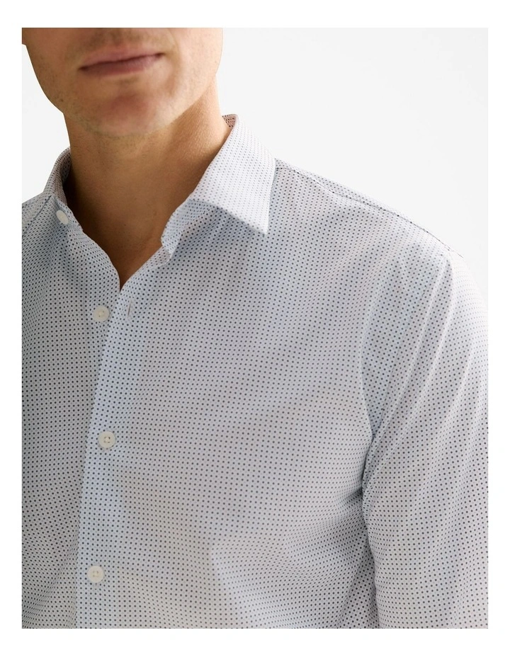 Tailored Fit Cotton Poplin Micro Spot Shirt in White image 3