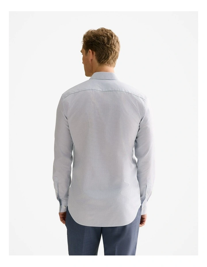 Tailored Fit Cotton Poplin Micro Spot Shirt in White image 4