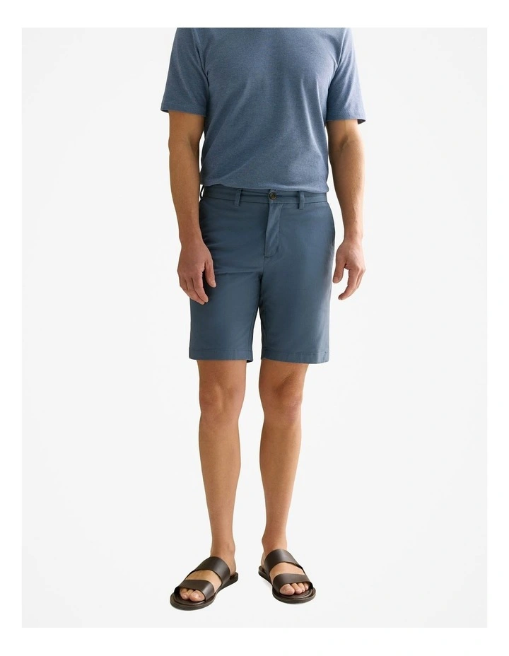 Stretch Cotton Twill Chino Short in Petrol Blue image 1