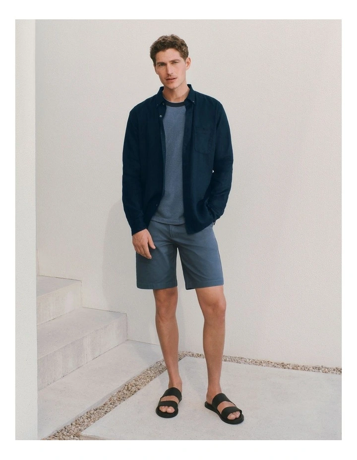 Stretch Cotton Twill Chino Short in Petrol Blue image 2