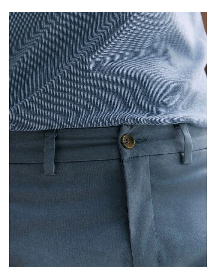 Stretch Cotton Twill Chino Short in Petrol Blue image 3