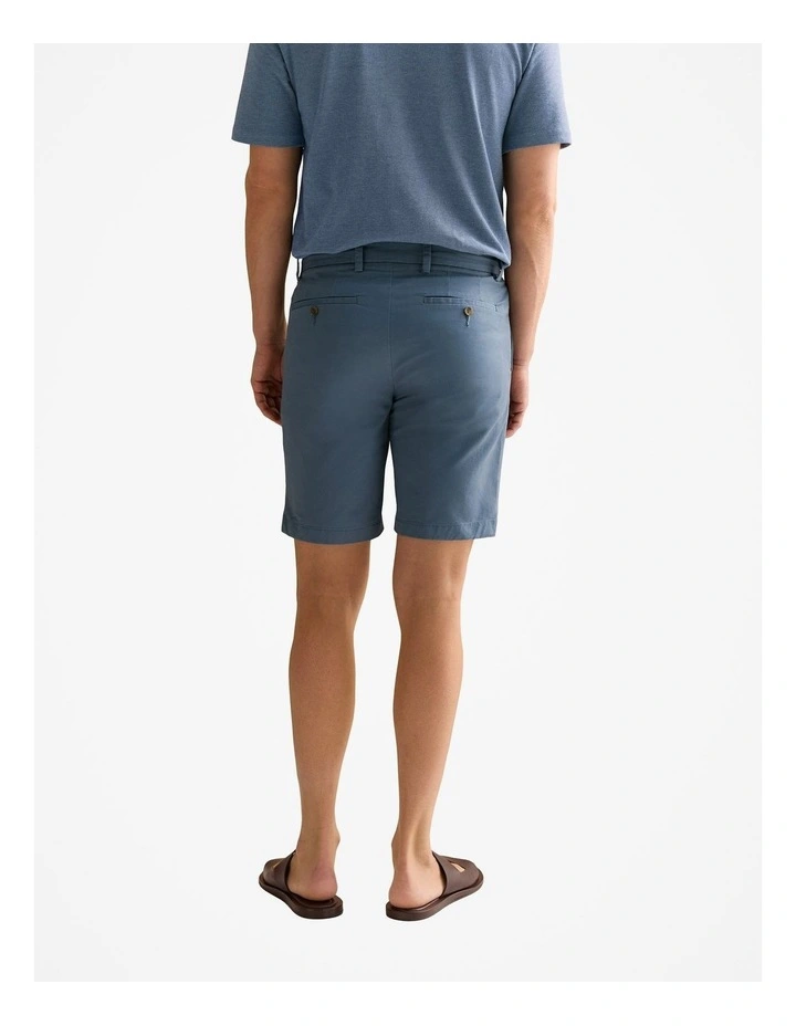 Stretch Cotton Twill Chino Short in Petrol Blue image 4
