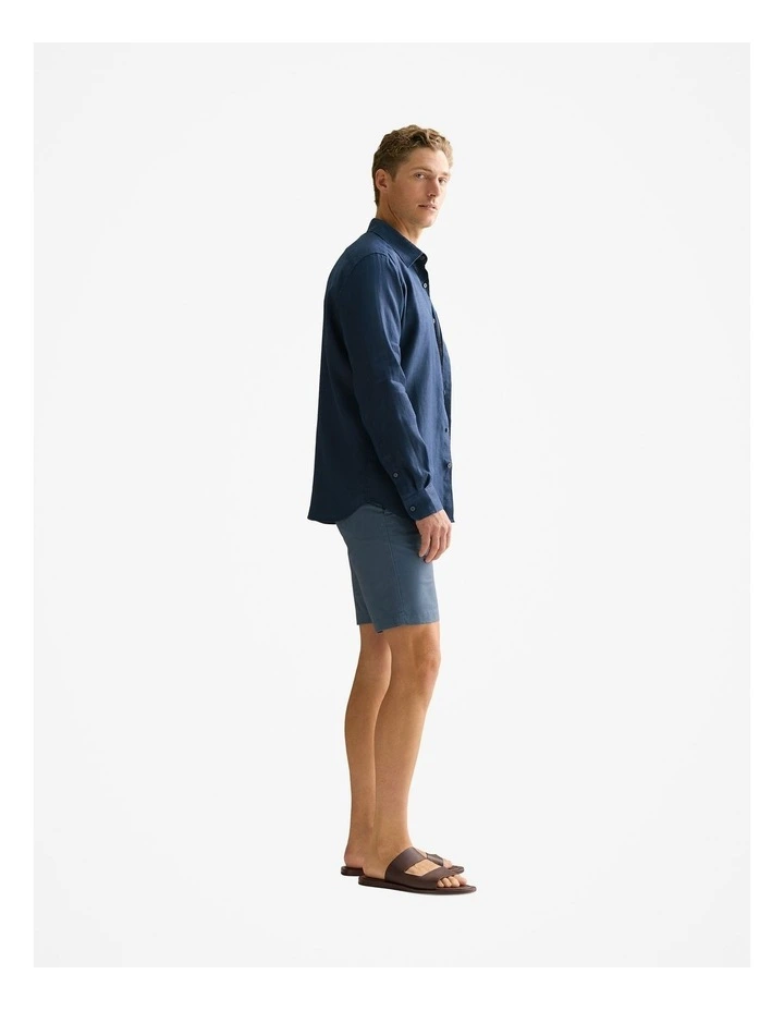 Stretch Cotton Twill Chino Short in Petrol Blue image 5
