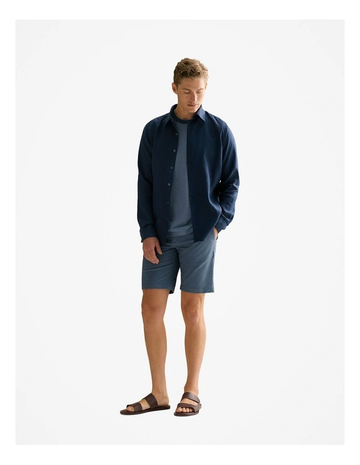 Stretch Cotton Twill Chino Short in Petrol Blue image 6