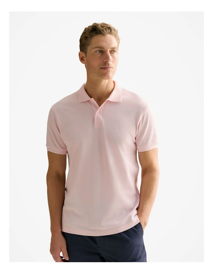 Classic Pique Monogram Polo Shirt in Light Pink image 1