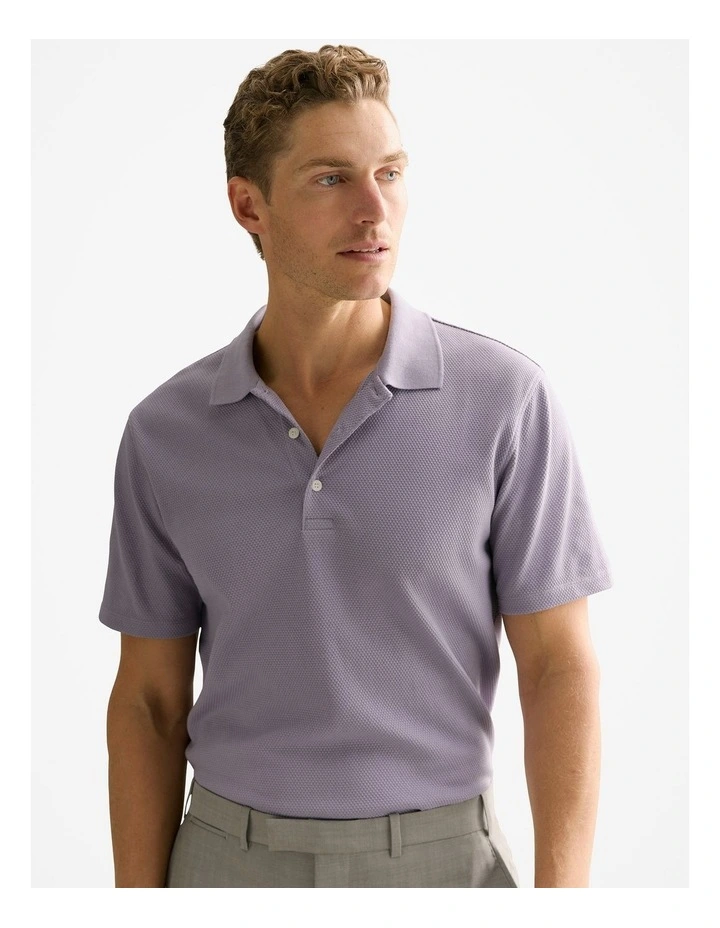 Cotton Jacquard Polo Shirt in Faded Violet image 1