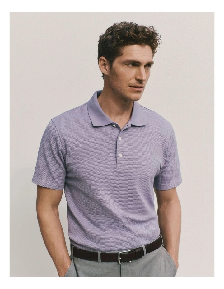 Cotton Jacquard Polo Shirt in Faded Violet image 2