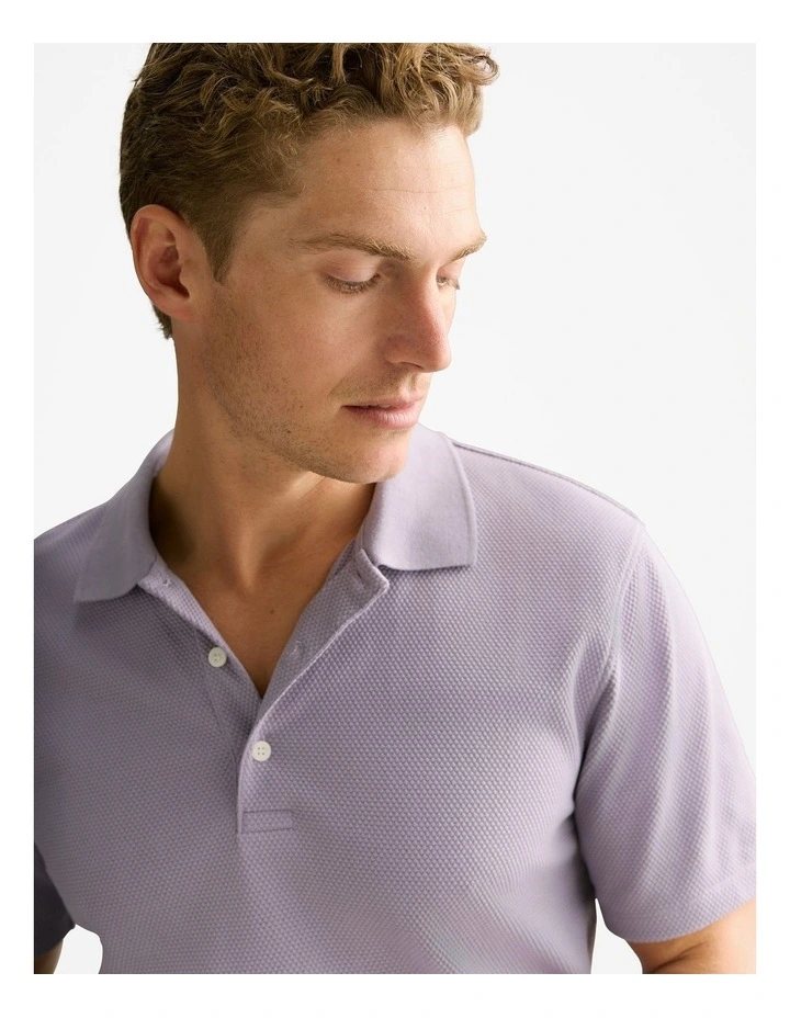 Cotton Jacquard Polo Shirt in Faded Violet image 3