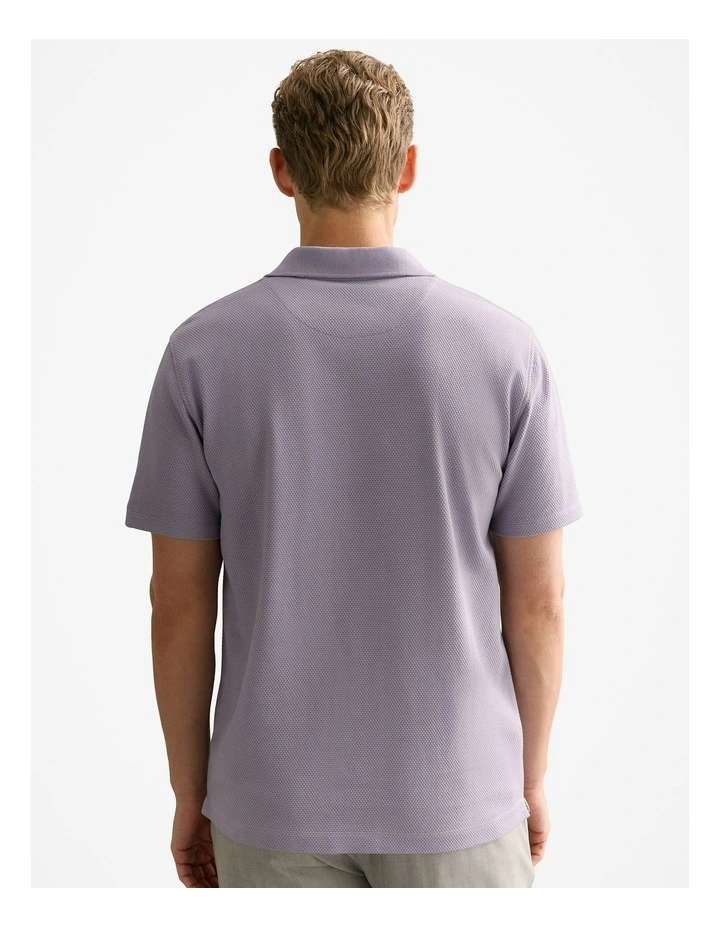 Cotton Jacquard Polo Shirt in Faded Violet image 4