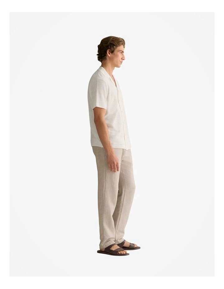 Cotton Linen Textured Knit Shirt in White image 5