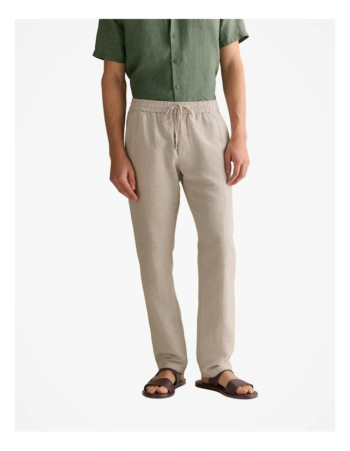 Yarn Dyed Linen Cotton Pull On Pant in Nutshell image 1