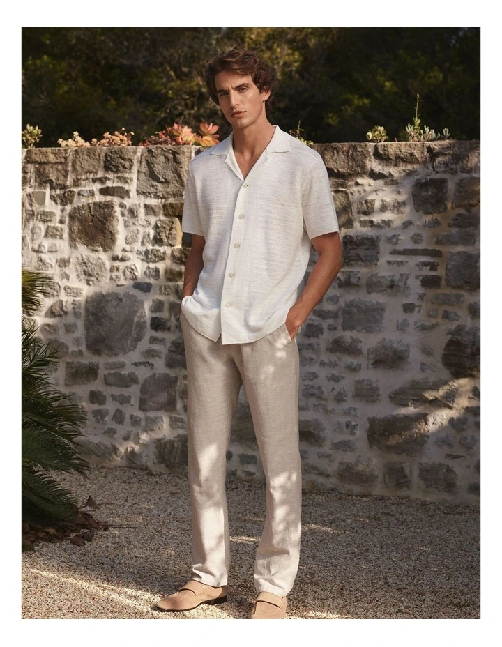 Yarn Dyed Linen Cotton Pull On Pant in Nutshell image 2