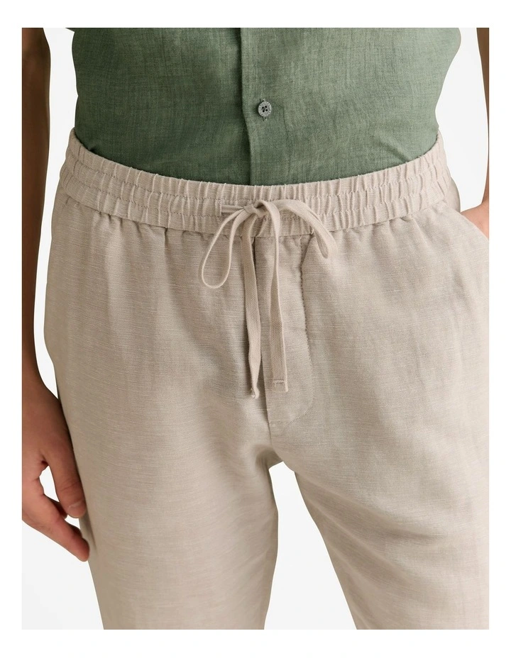 Yarn Dyed Linen Cotton Pull On Pant in Nutshell image 3