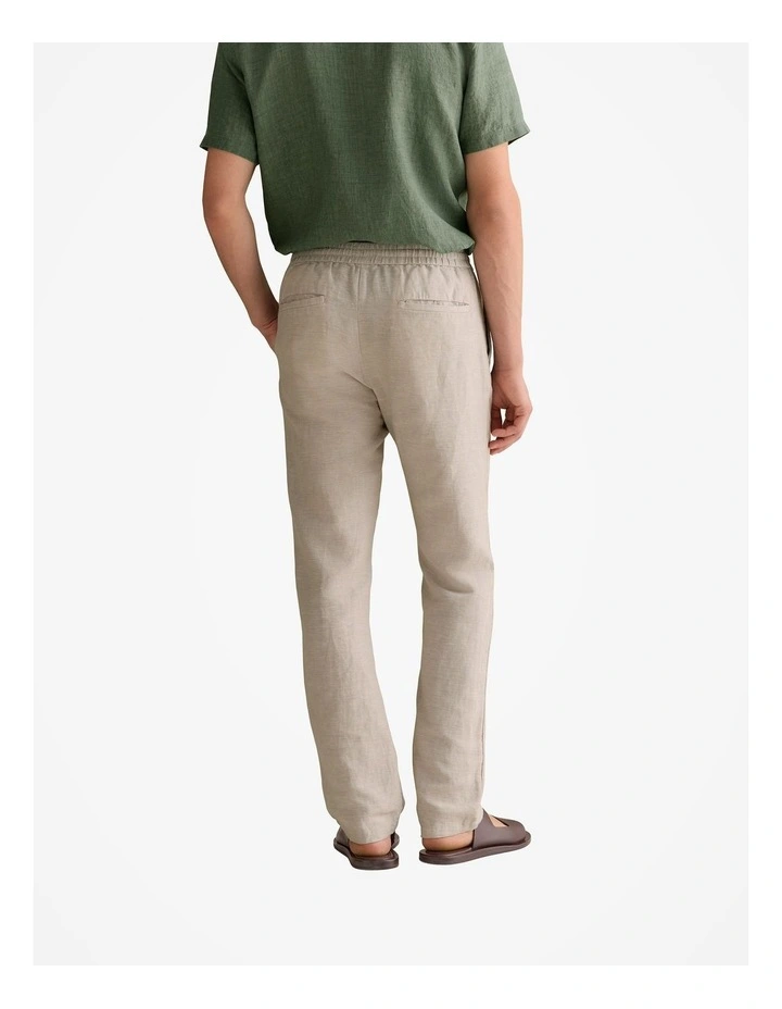 Yarn Dyed Linen Cotton Pull On Pant in Nutshell image 4