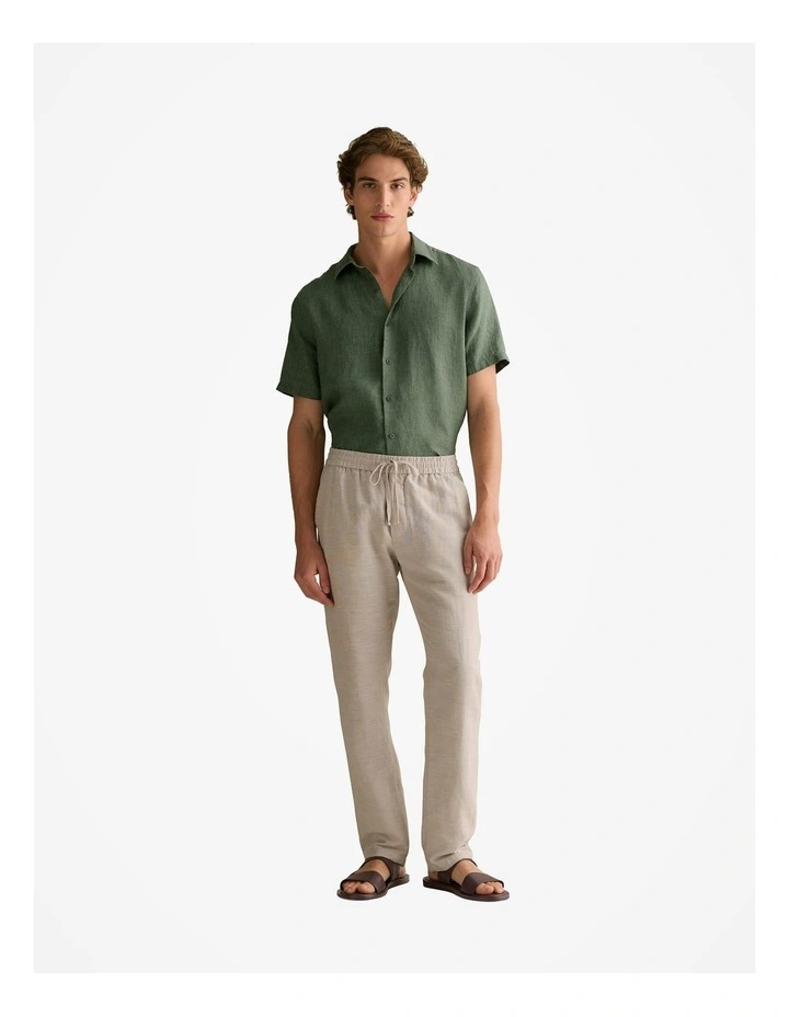 Yarn Dyed Linen Cotton Pull On Pant in Nutshell image 5