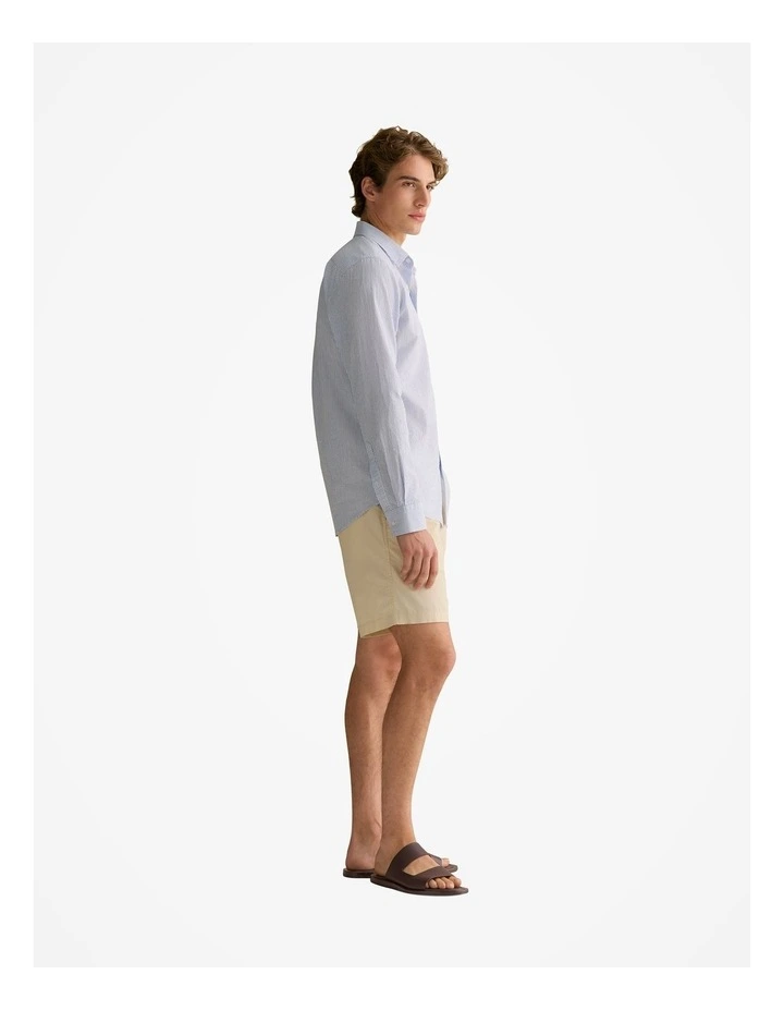 Regular Fit Seersucker Stripe Shirt in Wedgewood Blue image 4