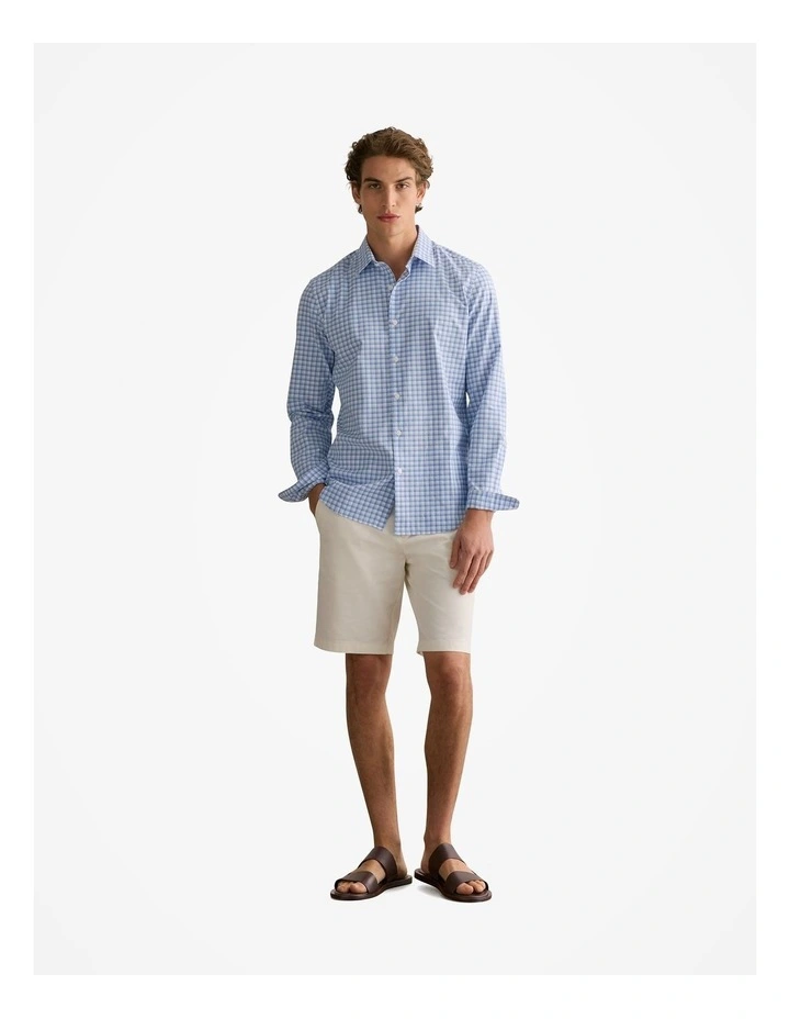 Tailored Fit Cotton Poplin Gingham Shirt in Wedgewood Blue image 2