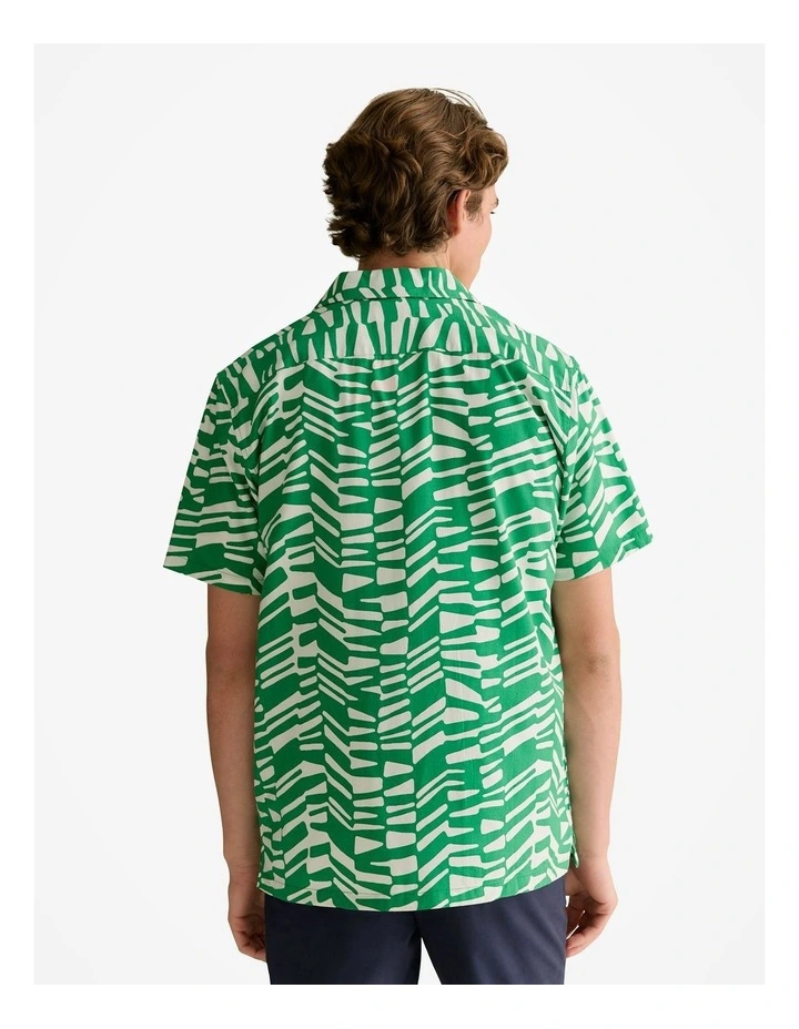 Regular Fit Abstract Geo Short Sleeve Shirt in Billiard Green image 4