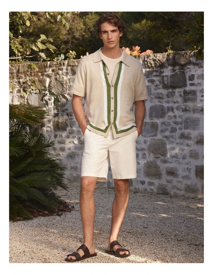 Cotton Twill Chino Short in White image 2