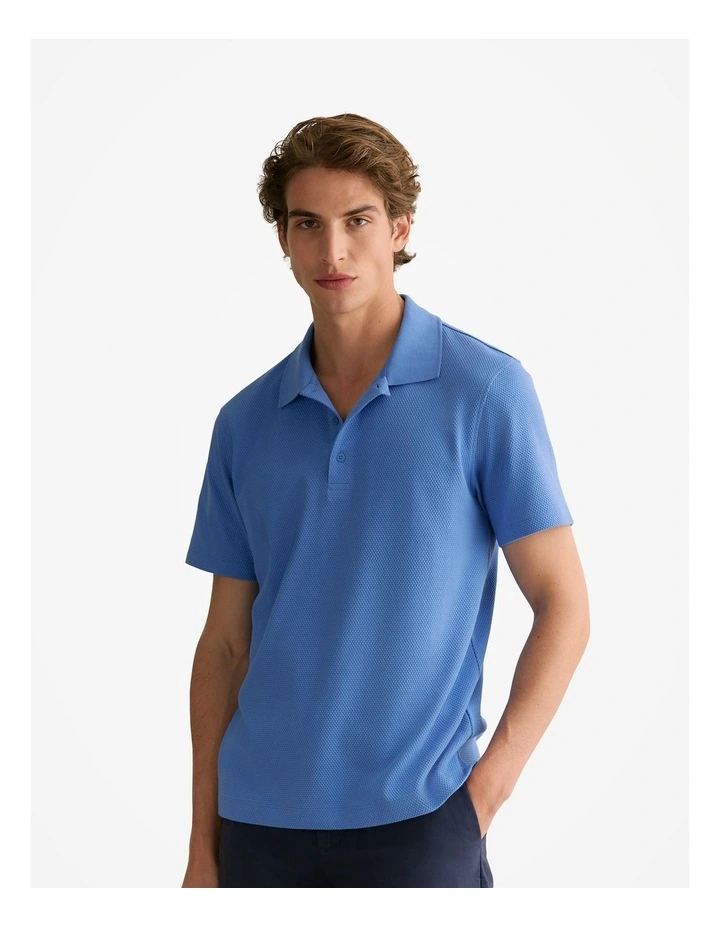 Cotton Jacquard Polo in Wedgewood Blue image 1