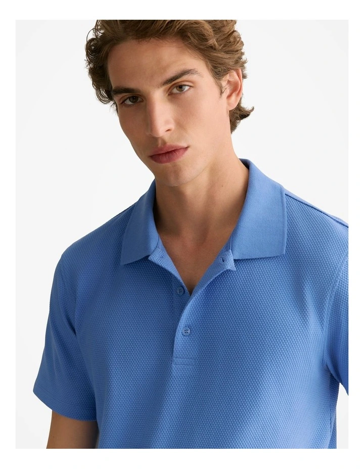 Cotton Jacquard Polo in Wedgewood Blue image 3