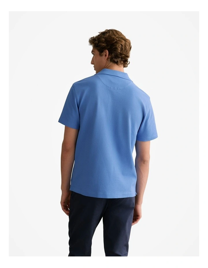 Cotton Jacquard Polo in Wedgewood Blue image 4