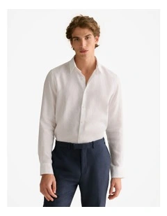 Tailored Fit Classic Linen Shirt in White