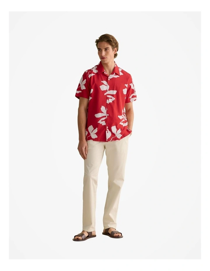 Palm Leaf Short Sleeve Shirt in Deep Red image 2