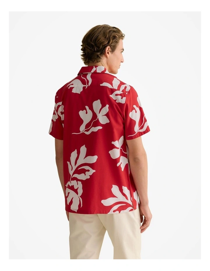 Palm Leaf Short Sleeve Shirt in Deep Red image 4