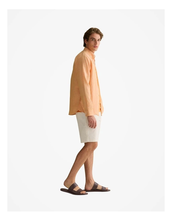 Regular Fit Delave Linen End On End Shirt in Vivid Orange image 5