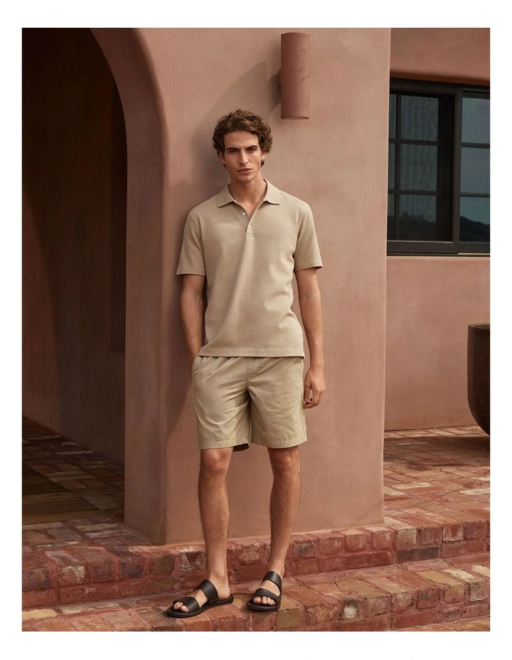 Organically Grown Cotton Twill Pull On Short in Barley image 2