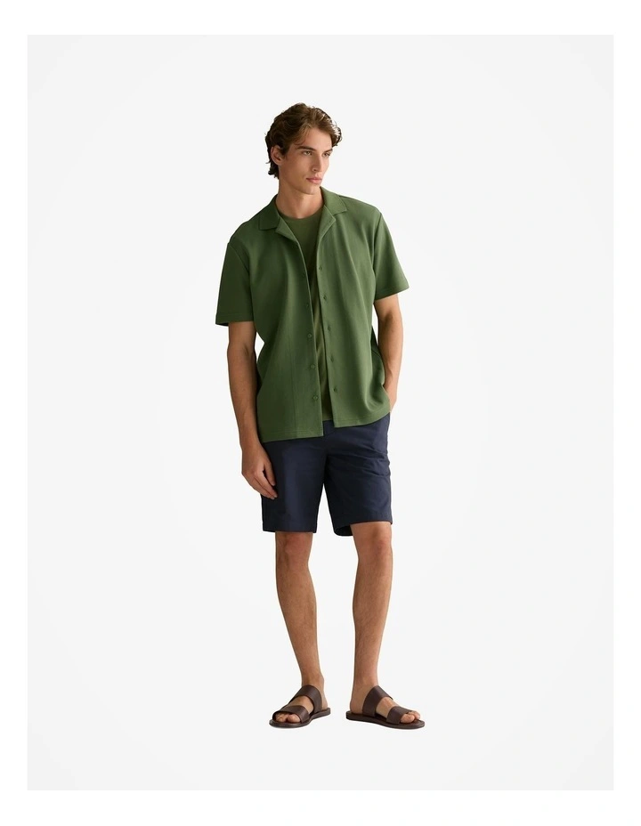 Regular Fit Cotton Blend Pique Shirt in Ivy image 3