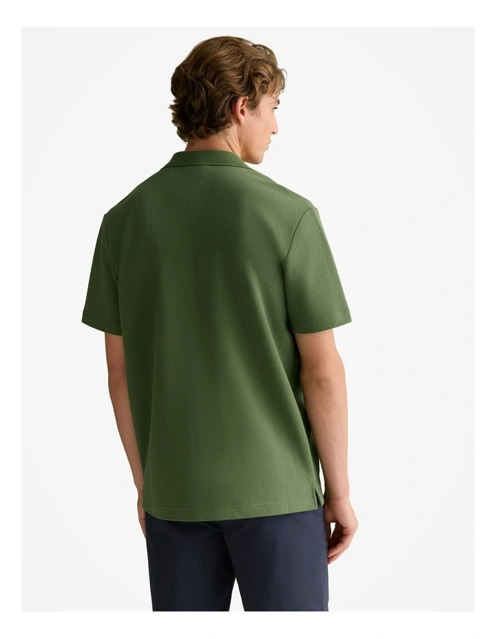 Regular Fit Cotton Blend Pique Shirt in Ivy image 4
