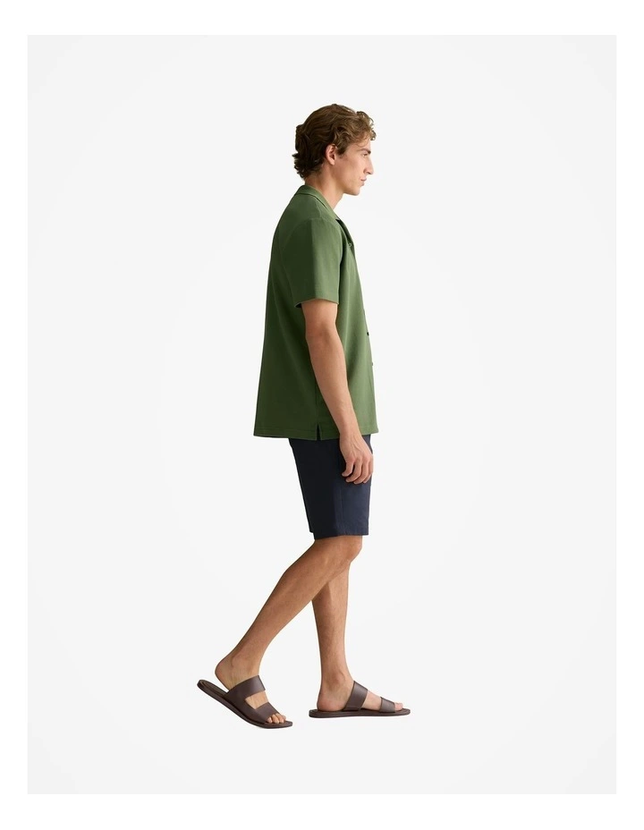 Regular Fit Cotton Blend Pique Shirt in Ivy image 5
