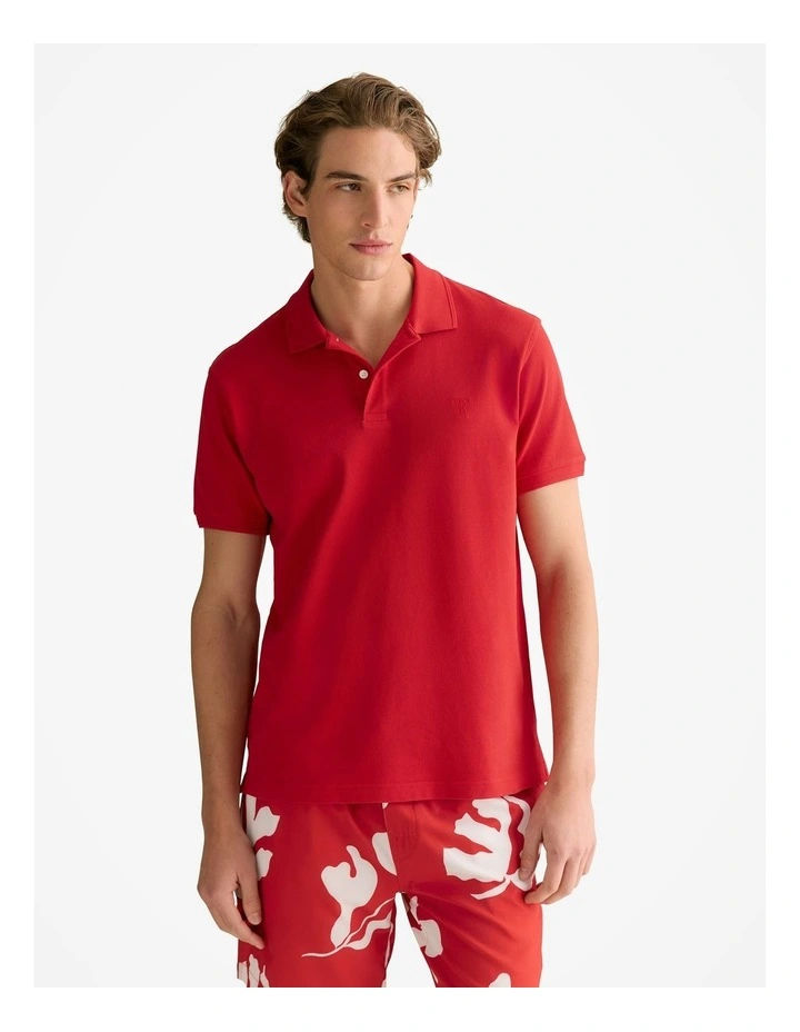 Classic Pique Monogram Polo in Deep Red image 1