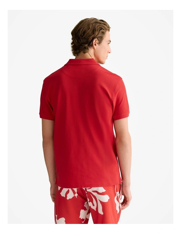 Classic Pique Monogram Polo in Deep Red image 4