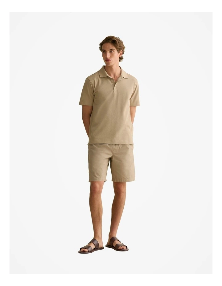 Cotton Jacquard Polo in Barley image 3