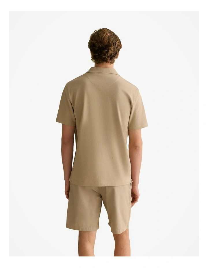 Cotton Jacquard Polo in Barley image 4