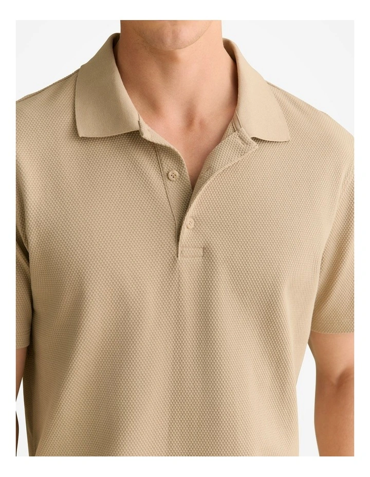 Cotton Jacquard Polo in Barley image 6