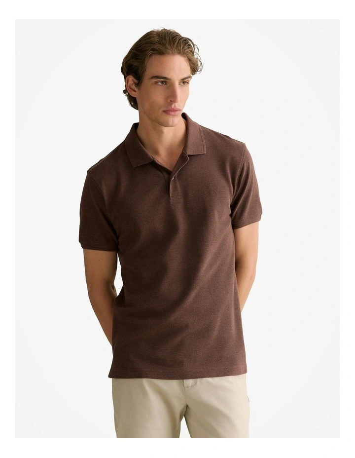 Classic Pique Marle Monogram Polo in Chocolate Marle image 1