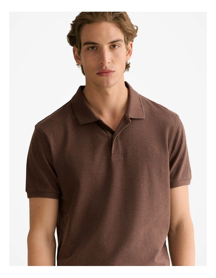 Classic Pique Marle Monogram Polo in Chocolate Marle image 3