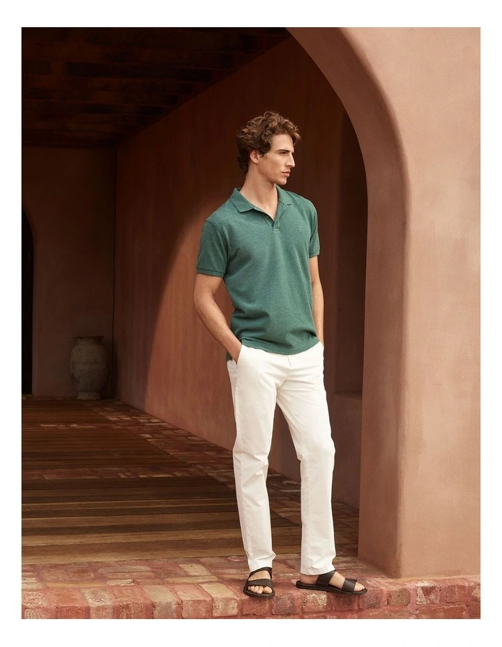 Classic Pique Marle Monogram Polo in Petrol Green image 2