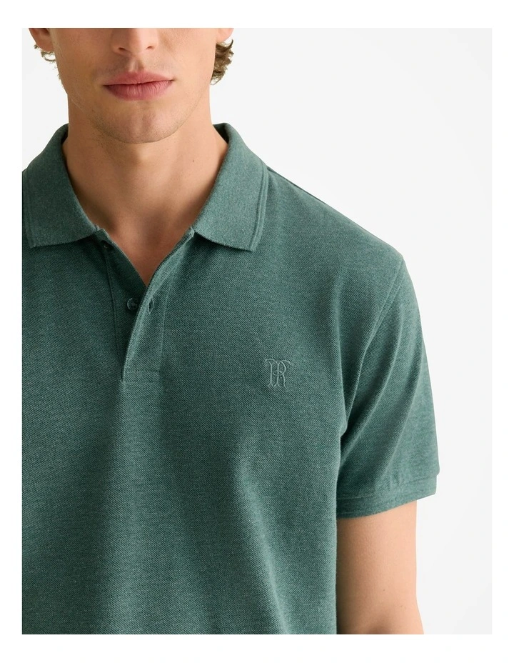 Classic Pique Marle Monogram Polo in Petrol Green image 6